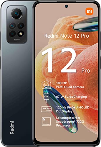 Xiaomi Redmi Note 12 Pro 4G (256GB + 8GB) Desbloqueado de fábrica global 6.67 108MP Pro Triple Camera (Tmobile/Tello/Mint USA Market) + Extra (Fast 33w Dual Car Charger) (Graphite Grey (Global))