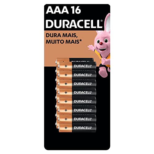 DURACELL - Pilha Alcalina AAA, Palito com 16 unidades