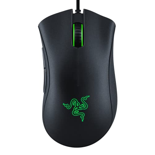 Razer Mouse essencial para jogos DeathAdder: sensor óptico 6400 DPI - 5 botões programáveis - interruptores mecânicos - punhos laterais de borracha - preto clássico